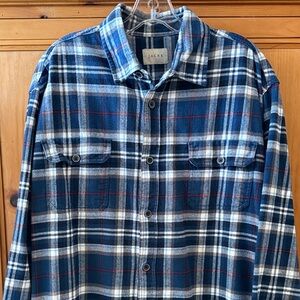 NWOT Jachs Heavyweight 100% Cotton Flannel Blues/Gray Plaid Shirt, XL Tall